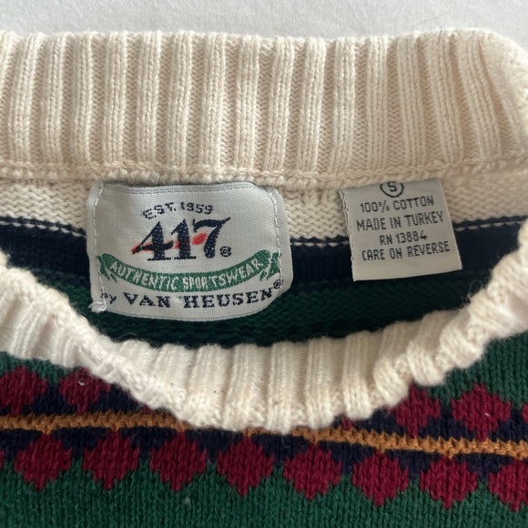 VTG VAN HEUSEN Striped Multicolor crewneck 3D KNIT Sweater MENS small unisex 90s - Picture 5 of 7